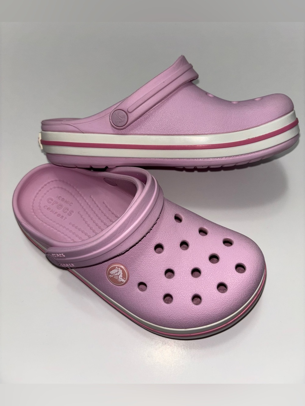 Crocs Crocband Clog Slip-On Pivot Strap Pastel Pink Kids Youth Size 13 Round Toe
